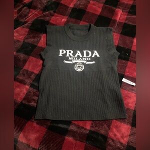 prada top black white SZ S knit